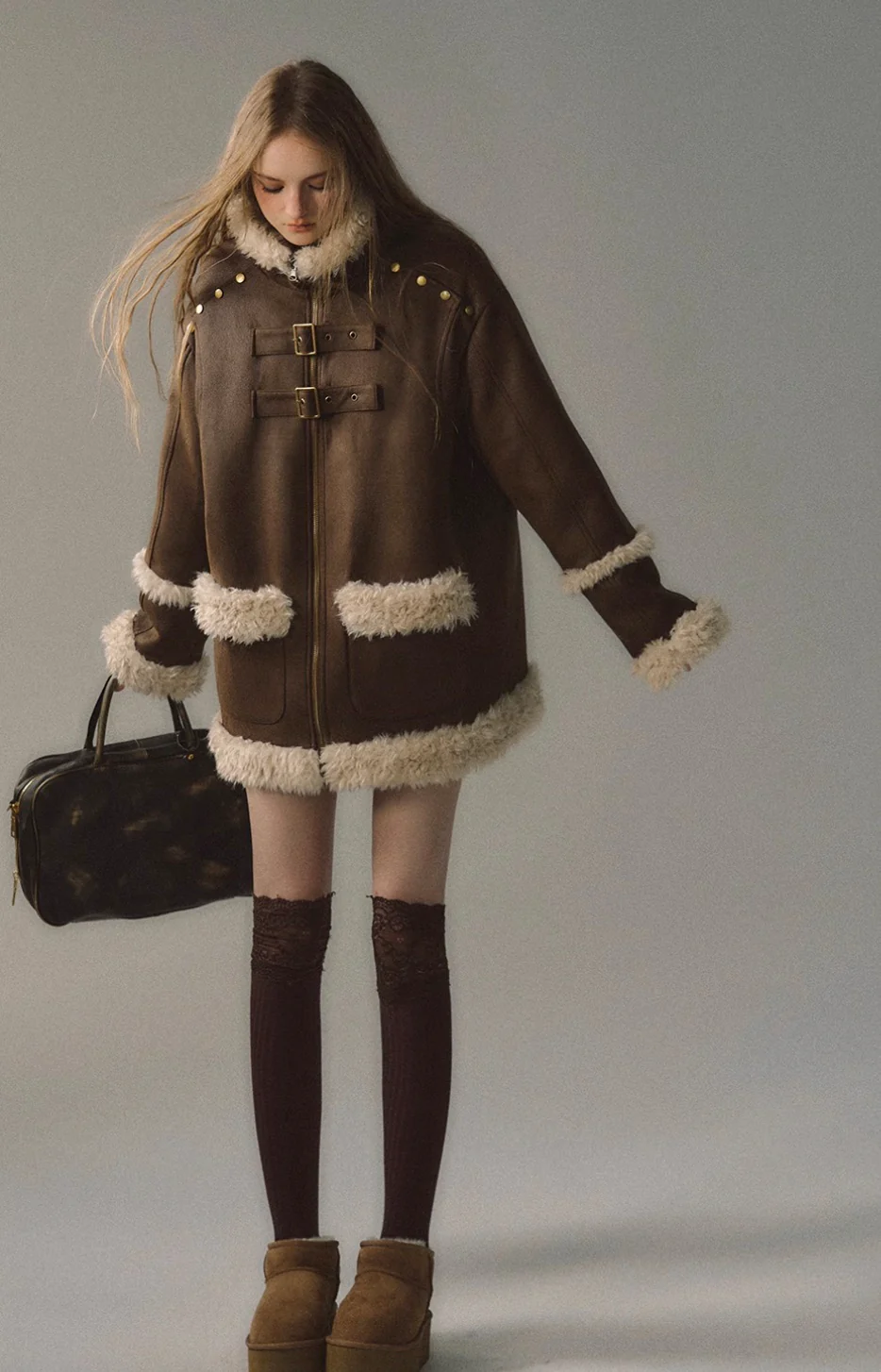 Revisable coat thickened imitation fur plush coat warm suede coat - Image 7