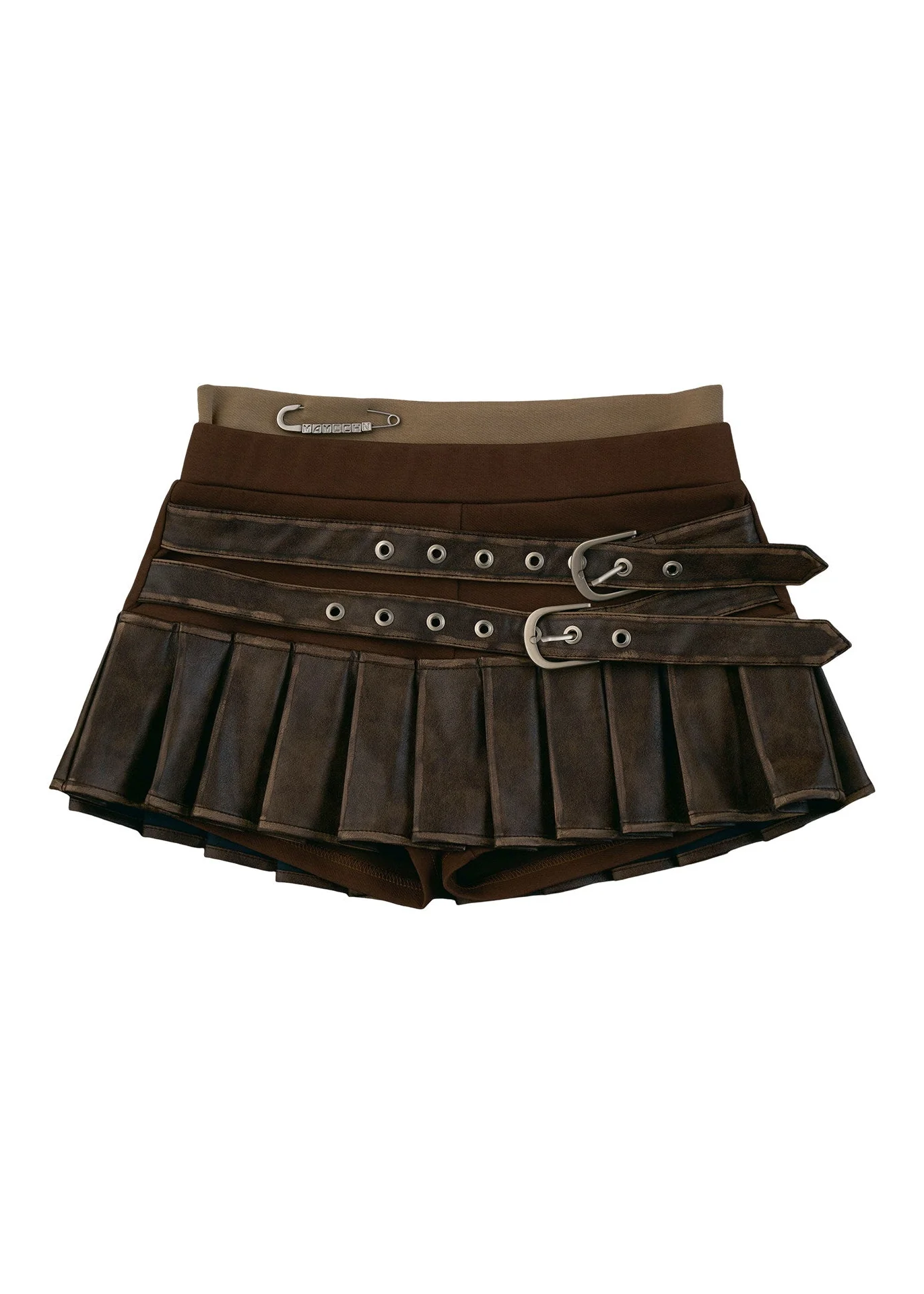 Vintage Belted Pleated Mini Skirt - Image 9
