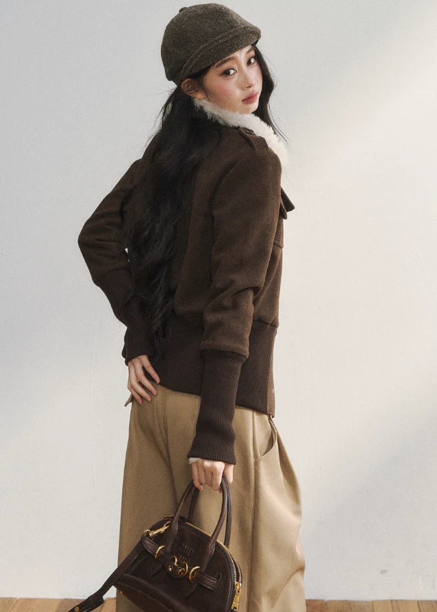 Vintage Brown Wool Button Jacket - Image 2