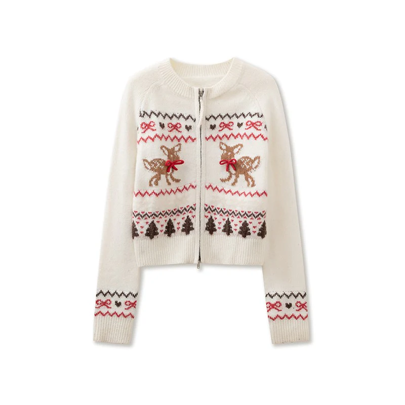 Vintage Fawn Fair Isle Knit Cardigan - Image 8