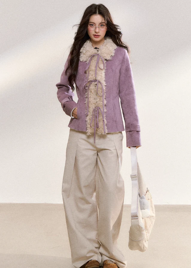 Vintage Fur-Collar Slim Jacket - Image 5