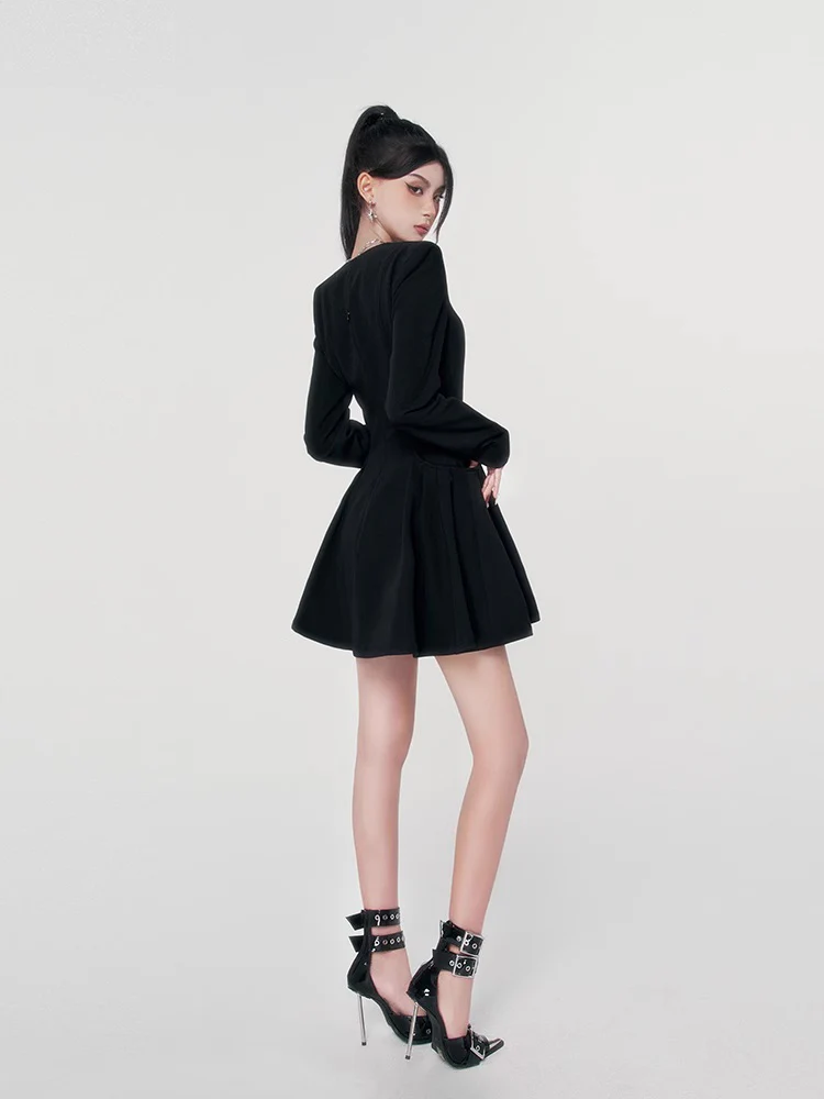Black Puff Skirt Elegance Dress - Image 3
