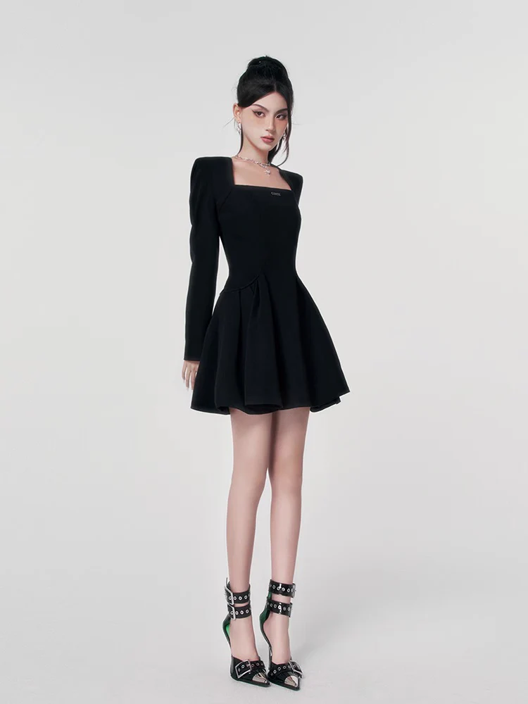 Black Puff Skirt Elegance Dress - Image 5