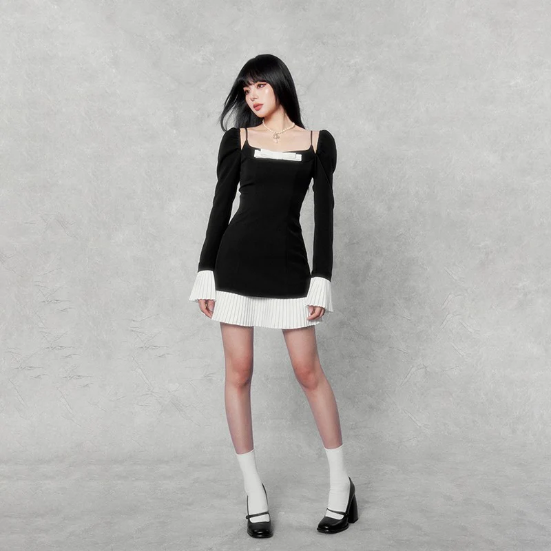 Camellia Bow Trumpet Sleeve Dress - Image 4