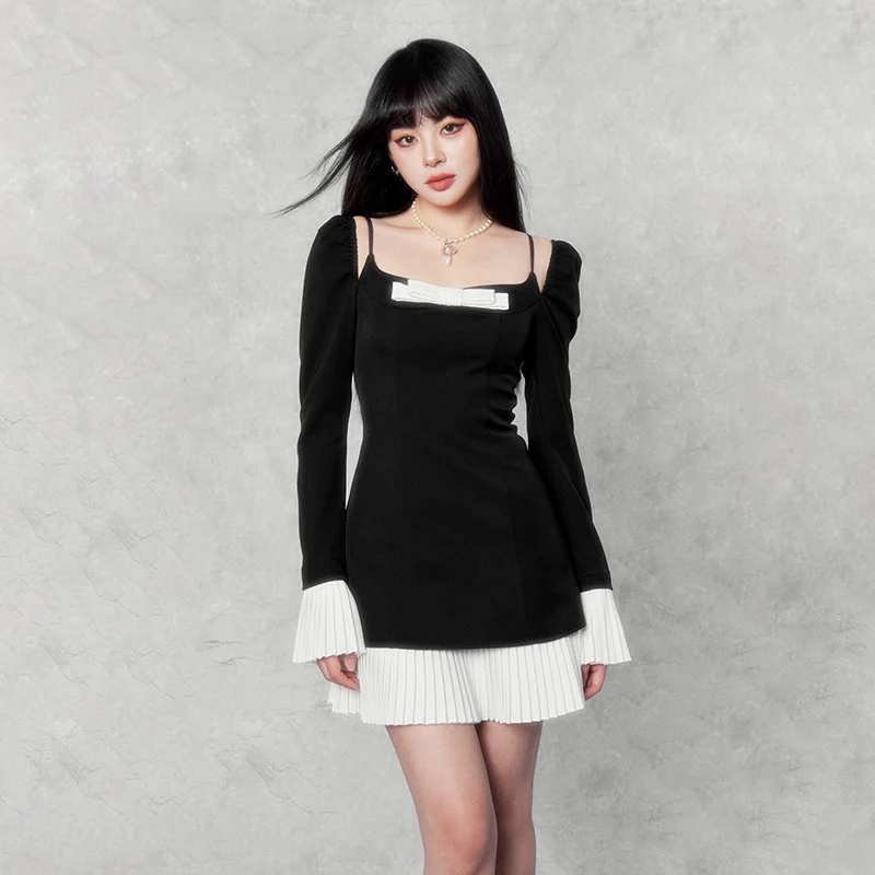 Camellia Bow Trumpet Sleeve Dress - Image 5