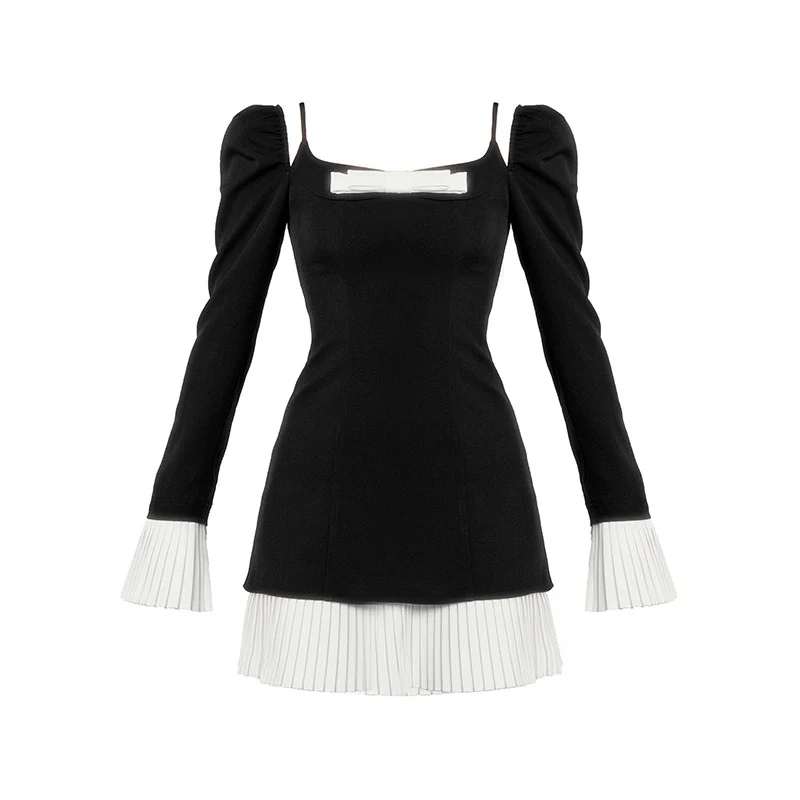 Camellia Bow Trumpet Sleeve Dress - Image 7
