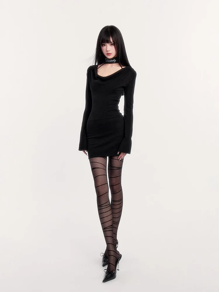 Dark Muse Collar Bodycon Dress - Image 13