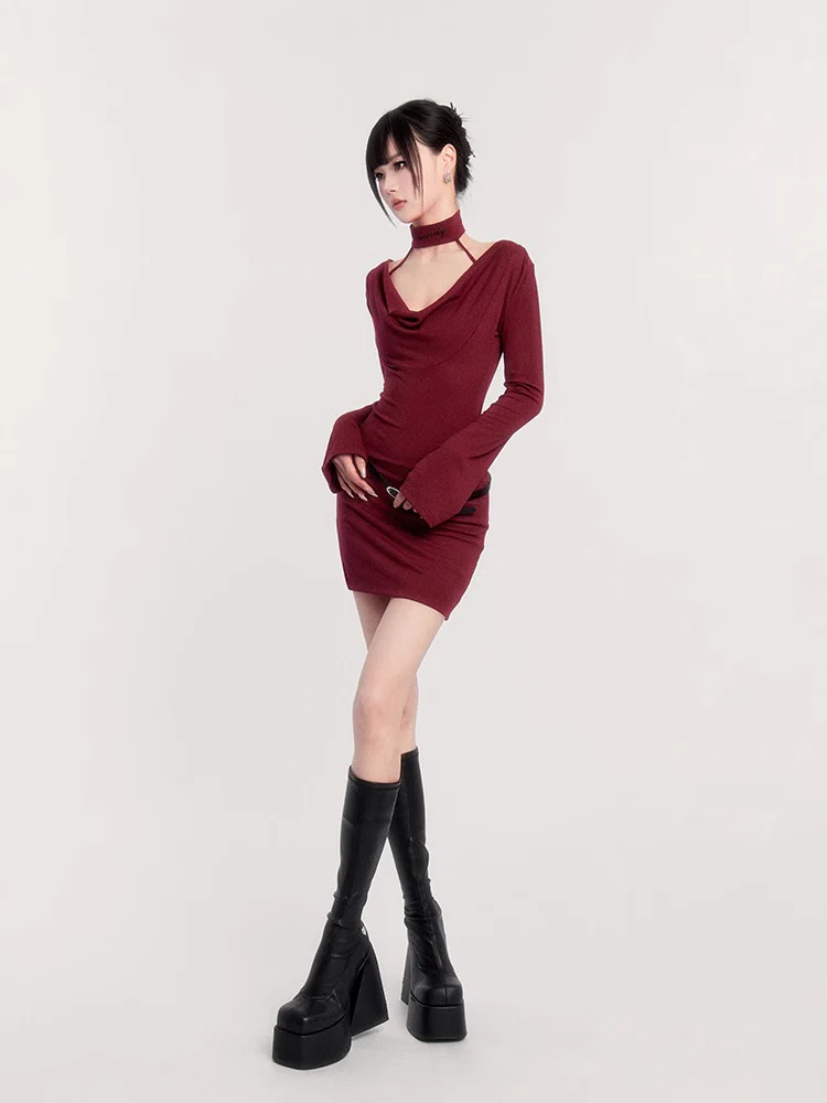Dark Muse Collar Bodycon Dress - Image 14