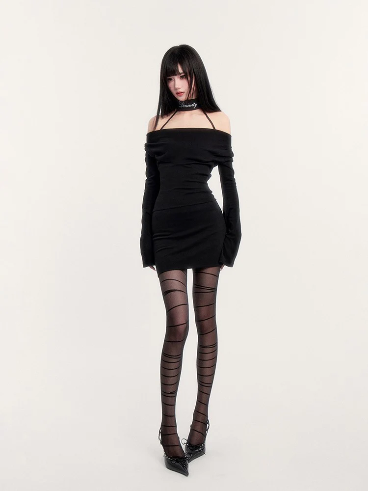 Dark Muse Collar Bodycon Dress - Image 3