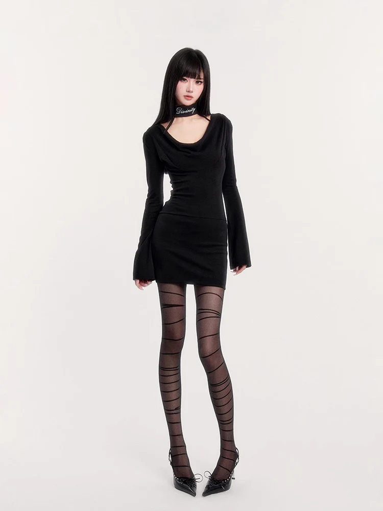 Dark Muse Collar Bodycon Dress - Image 9