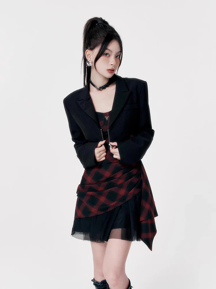 Red black checkered dress tube top dress - Image 8