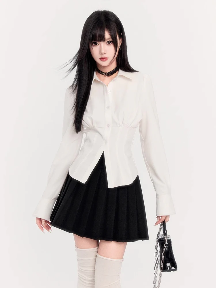 Retro Black & White Waist Shirt - Image 20