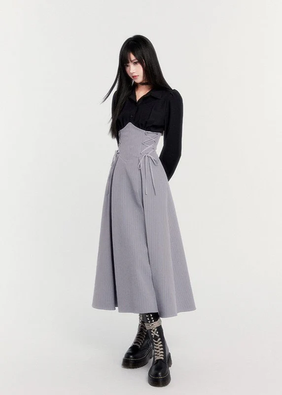 Retro Black & White Waist Shirt - Image 4