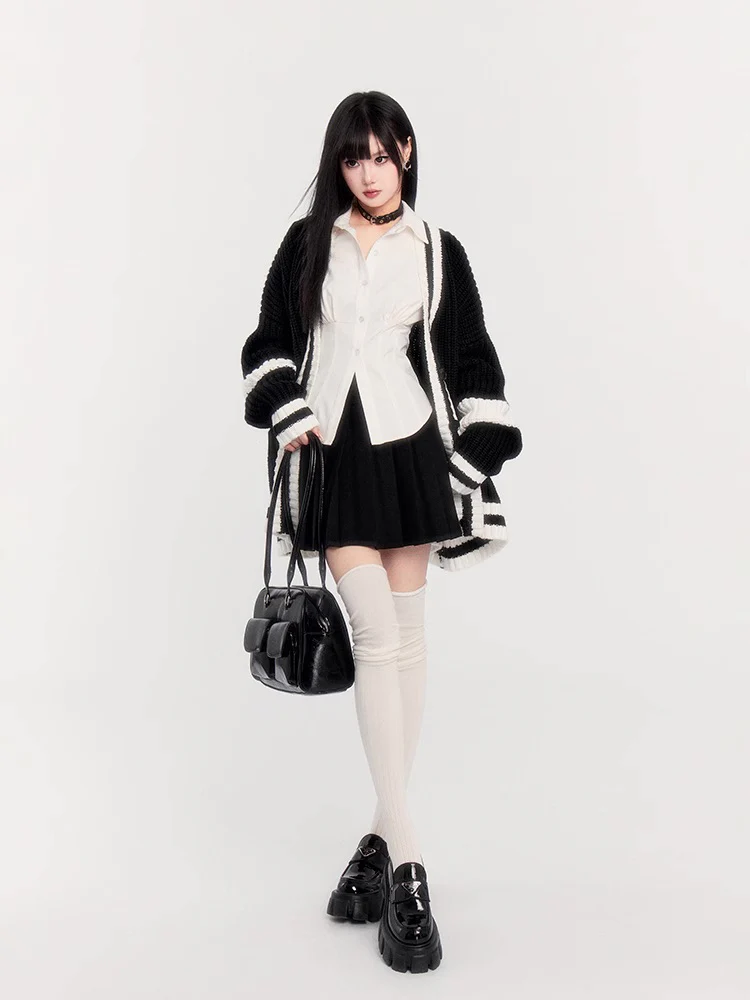 Retro Black & White Waist Shirt - Image 8