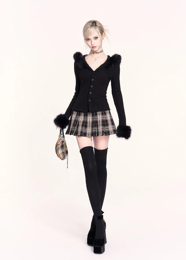 Retro Layered Illusion Plaid Mini Skirt - Image 3