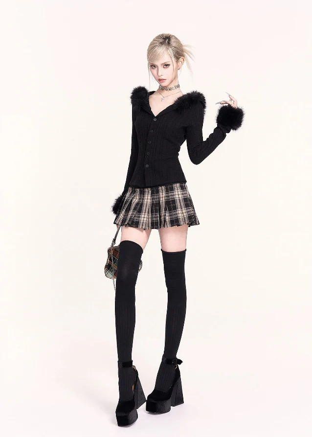 Retro Layered Illusion Plaid Mini Skirt - Image 5