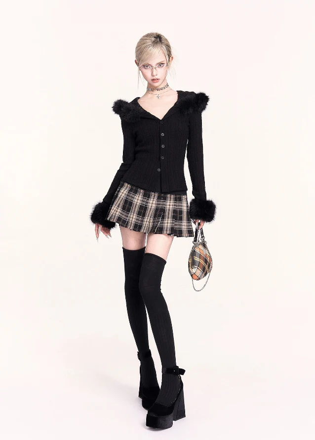 Retro Layered Illusion Plaid Mini Skirt - Image 6