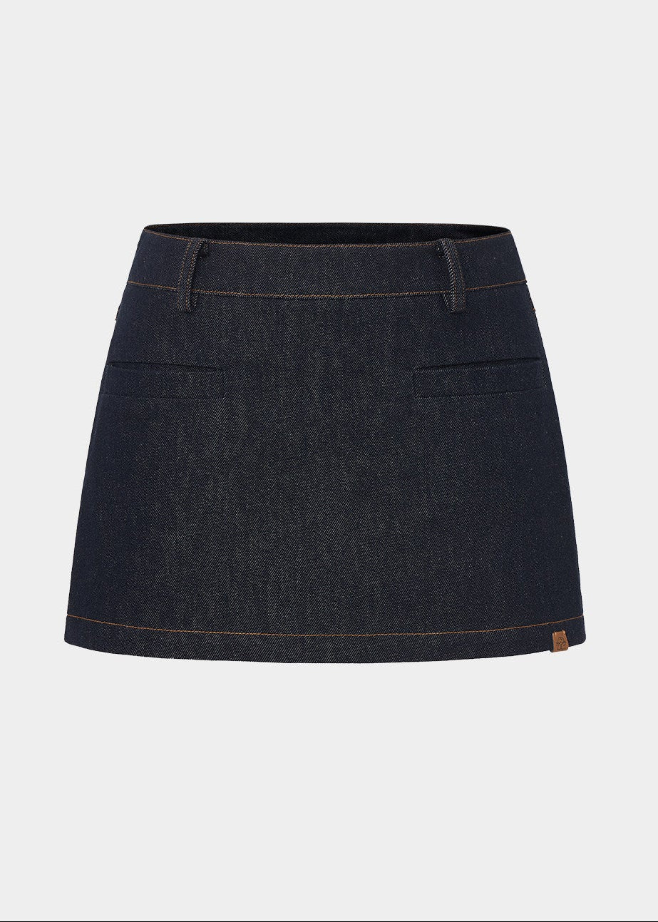 Washed Line Denim Mini Skirt - Image 18