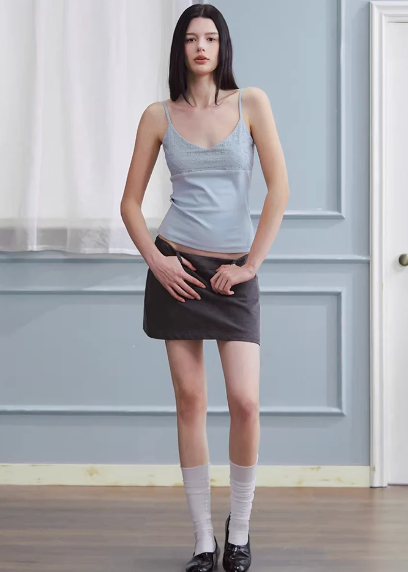 Washed Line Denim Mini Skirt - Image 5