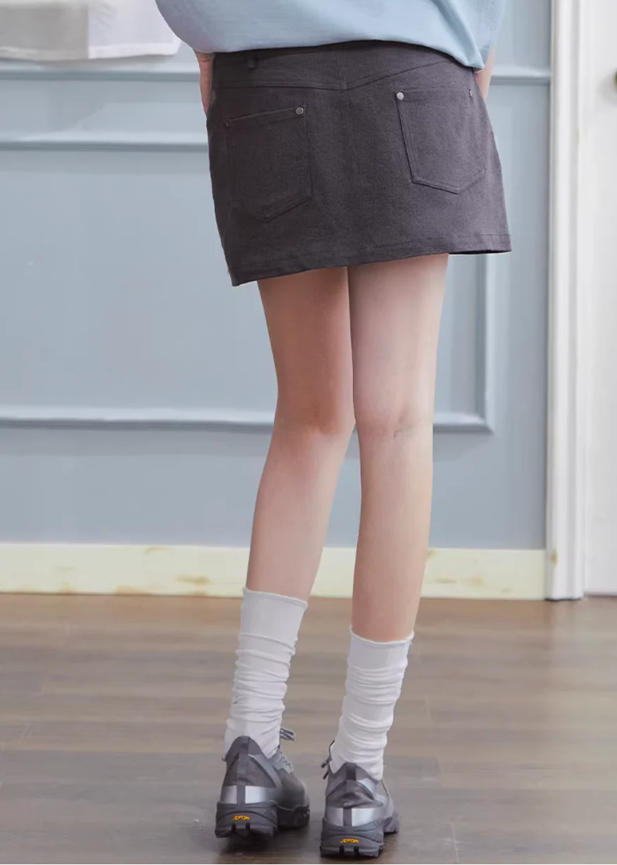 Washed Line Denim Mini Skirt - Image 8
