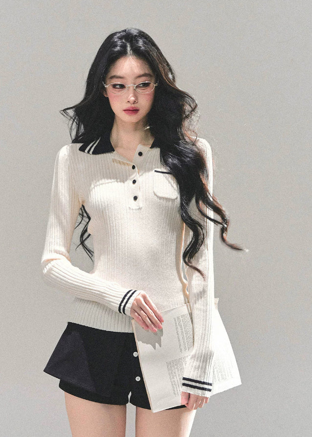 Wendys Letter Knit Polo - Image 5