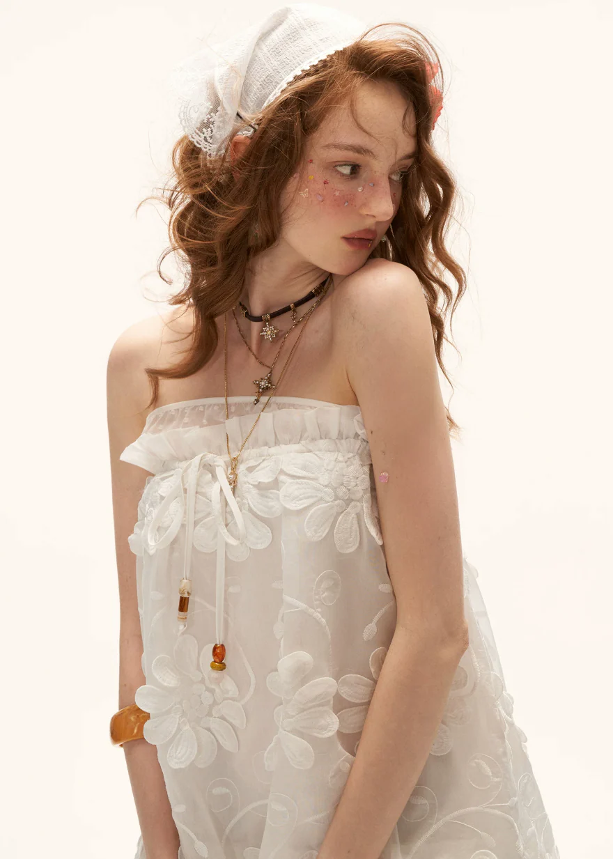 White Blossom Layered Dress - Image 5
