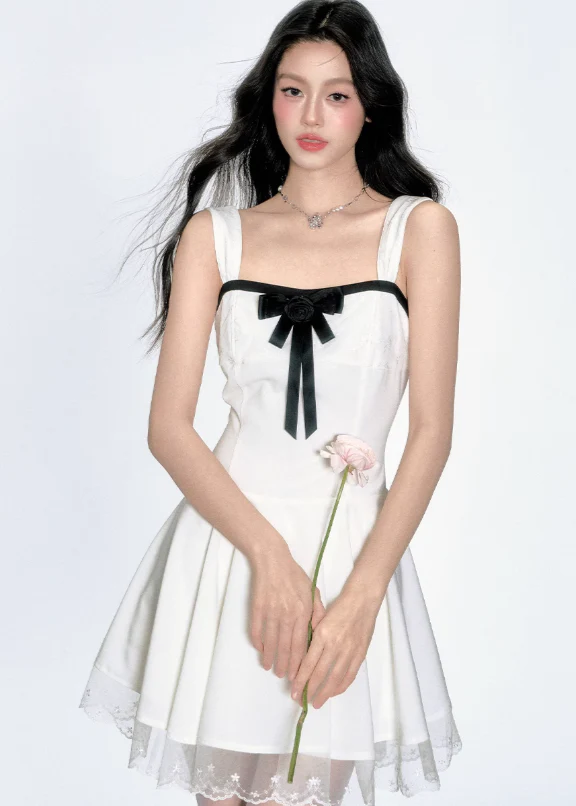 Romantic Bow Lace Strap Dress - Image 3