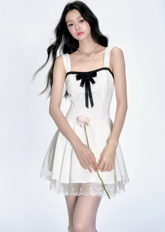 Romantic Bow Lace Strap Dress - Image 5