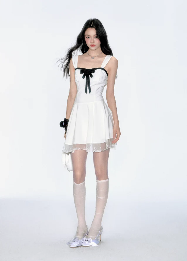 Romantic Bow Lace Strap Dress - Image 6