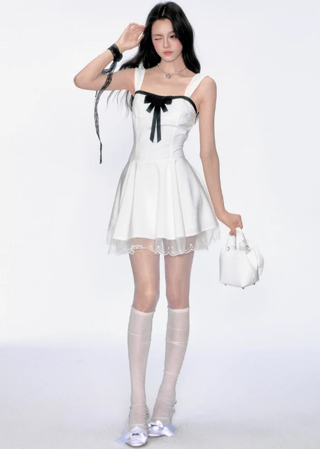 Romantic Bow Lace Strap Dress - Image 8