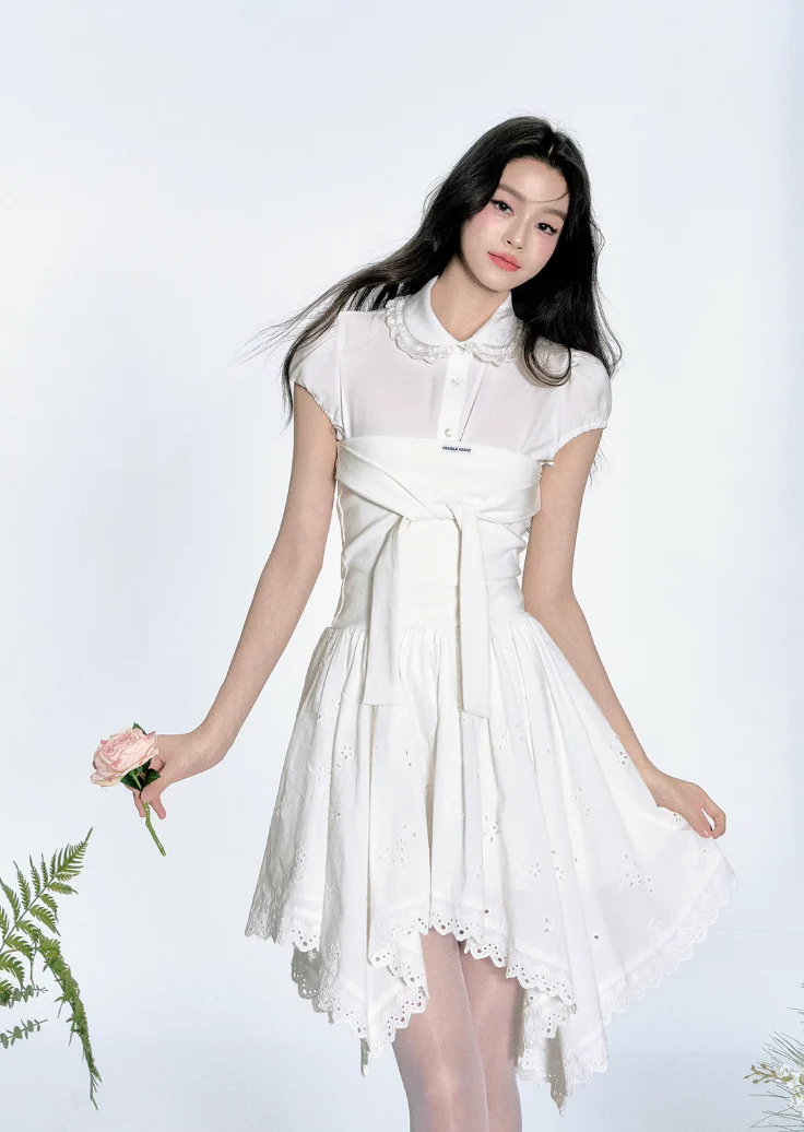 White Feather Strapless Dress - Image 5