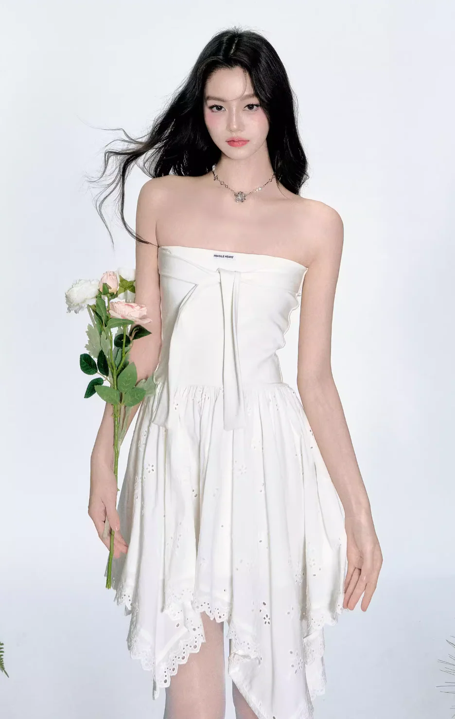 White Feather Strapless Dress - Image 8