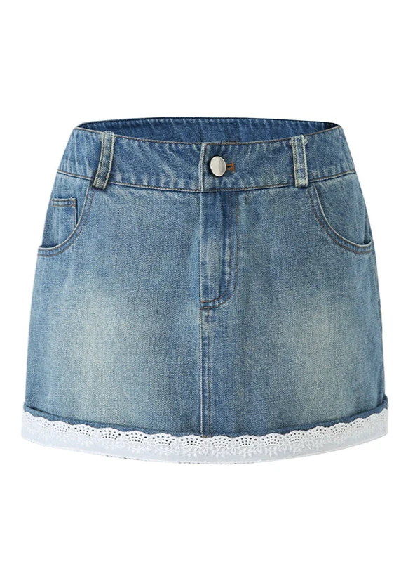 White Lace Tank & Denim Skirt Set with Waist Design - Image 10
