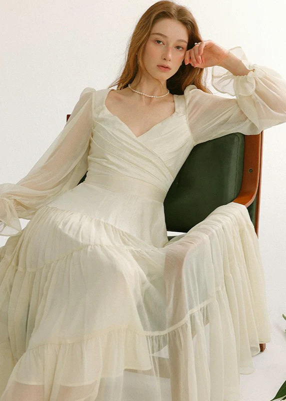 White Autumn Long Dress - Image 2