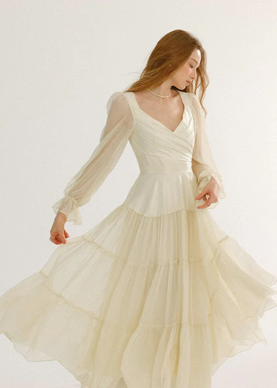 White Autumn Long Dress - Image 3