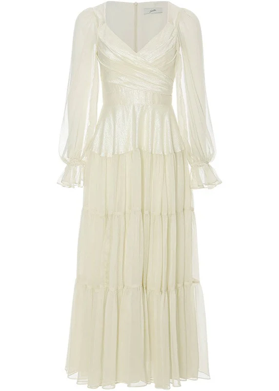 White Autumn Long Dress - Image 4