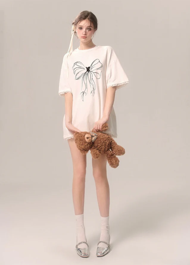 White Loose-Fit Short Sleeve Tee - Image 3