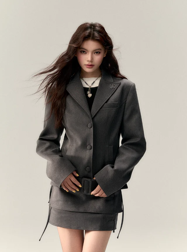 Wide Belt Denim Jacket Set - Image 6