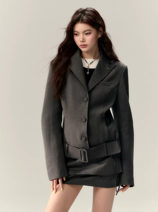 Wide Belt Denim Jacket Set - Image 7