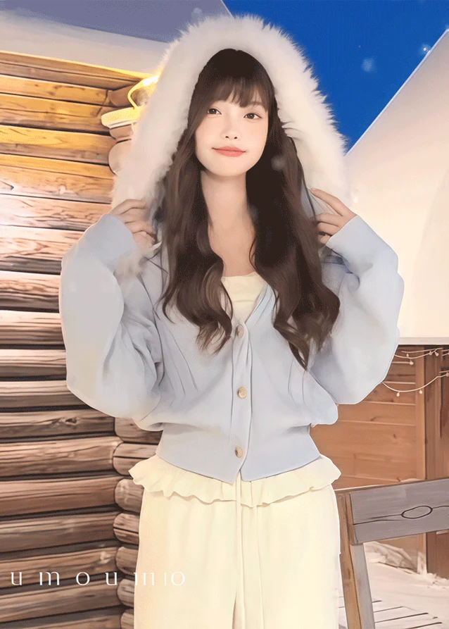 Winter Blossom Fur-Trim Cardigan - Image 3