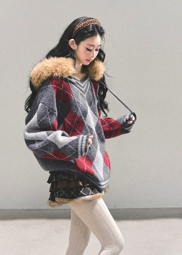 Winter Ember Argyle Knit Sweater - Image 5