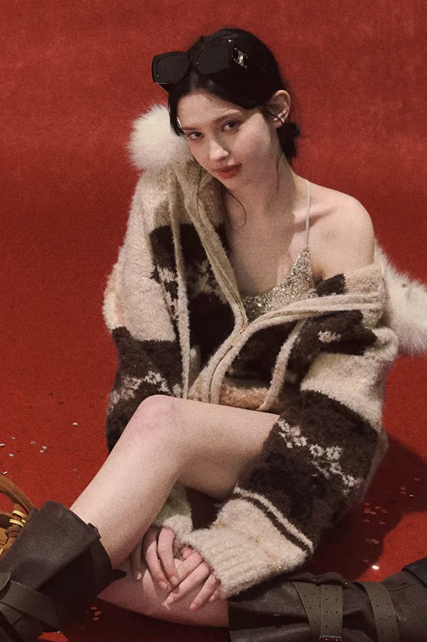 Winter Fair Isle Fur Collar Jacket - Image 3