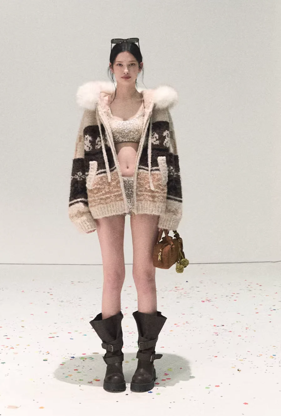 Winter Fair Isle Fur Collar Jacket - Image 7