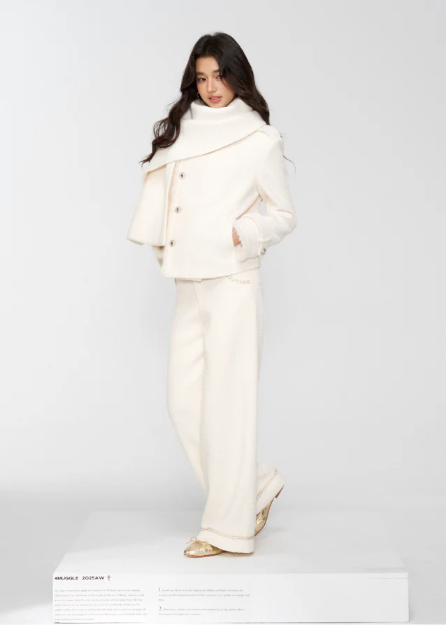 Winter Pearl Draped Wool Jacket - Image 10