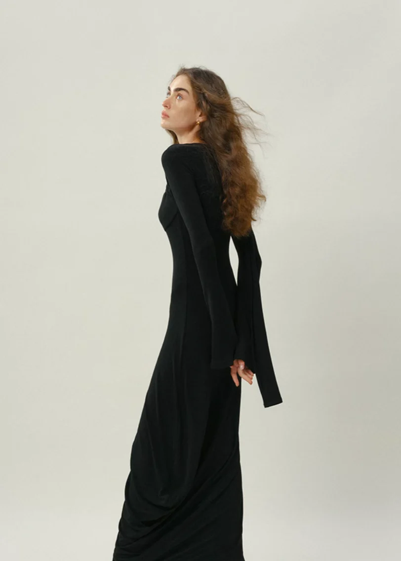 Winter Black Long Dress - Image 4