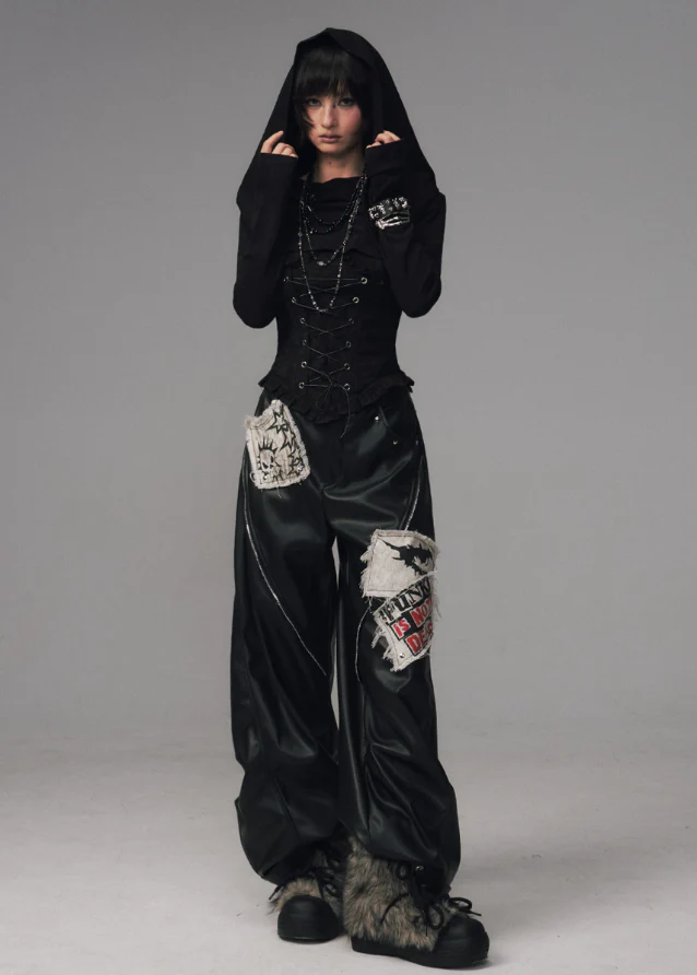 Witchs Lament Hooded Corset Knit Top - Image 3
