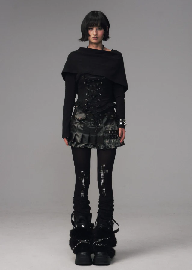 Witchs Lament Hooded Corset Knit Top - Image 5