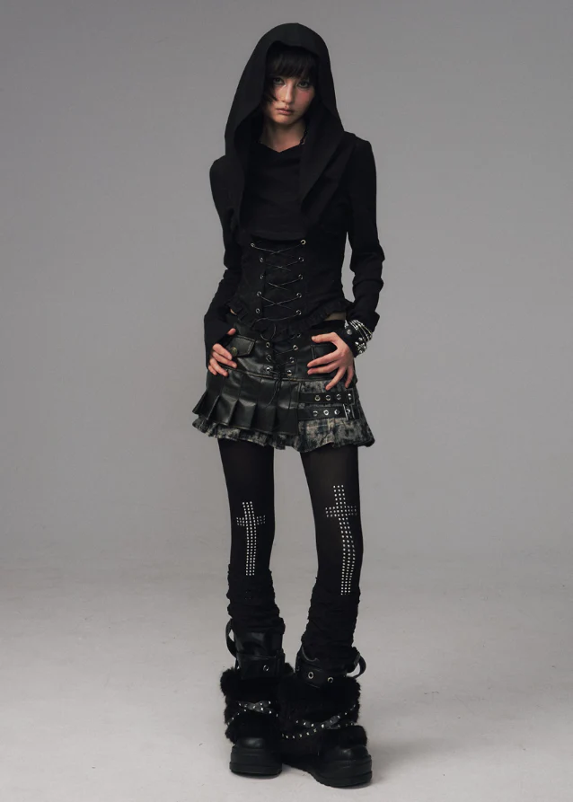 Witchs Lament Hooded Corset Knit Top - Image 6
