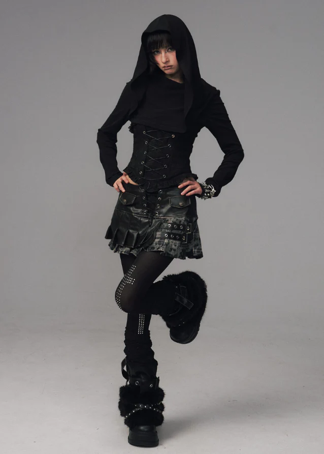 Witchs Lament Hooded Corset Knit Top - Image 7