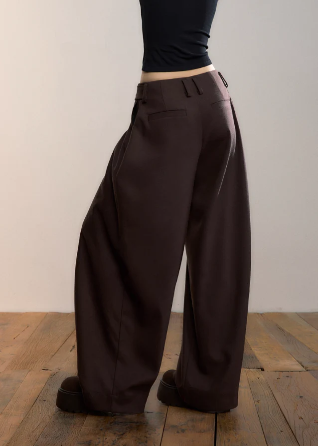 Y2K Button-Pleat Fluid Drape Pants - Image 2